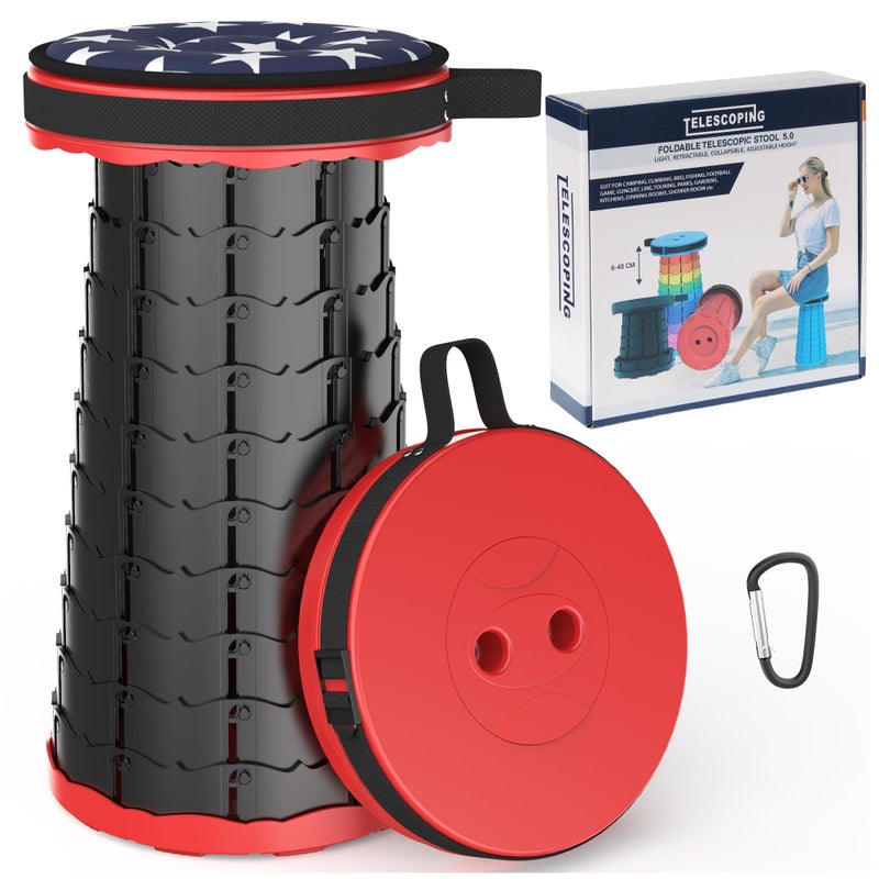 ALEVMOOM Telescoping Stool with Cushion, Portable Collapsible More Sturdy Capacity 440Ib, Retractable Collapsible Camping Adjustable Folding Stool for Hiking Garden BBQ - Image 1